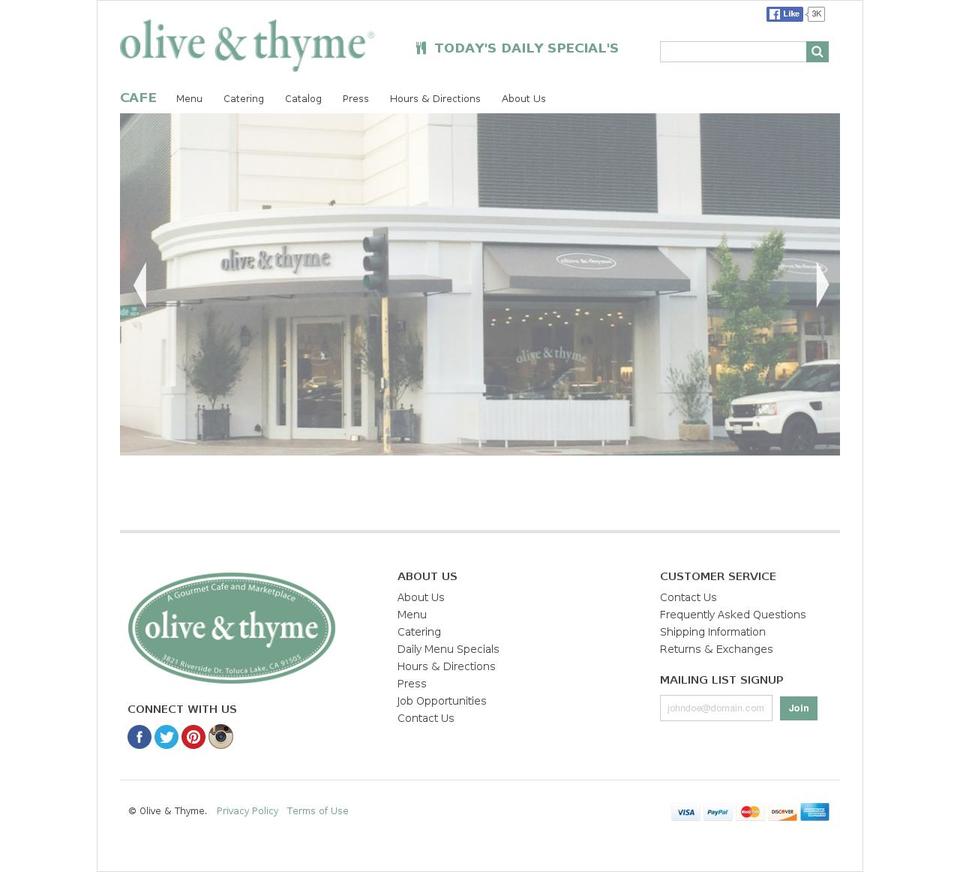 Narrative Shopify theme site example oliveandthyme.com