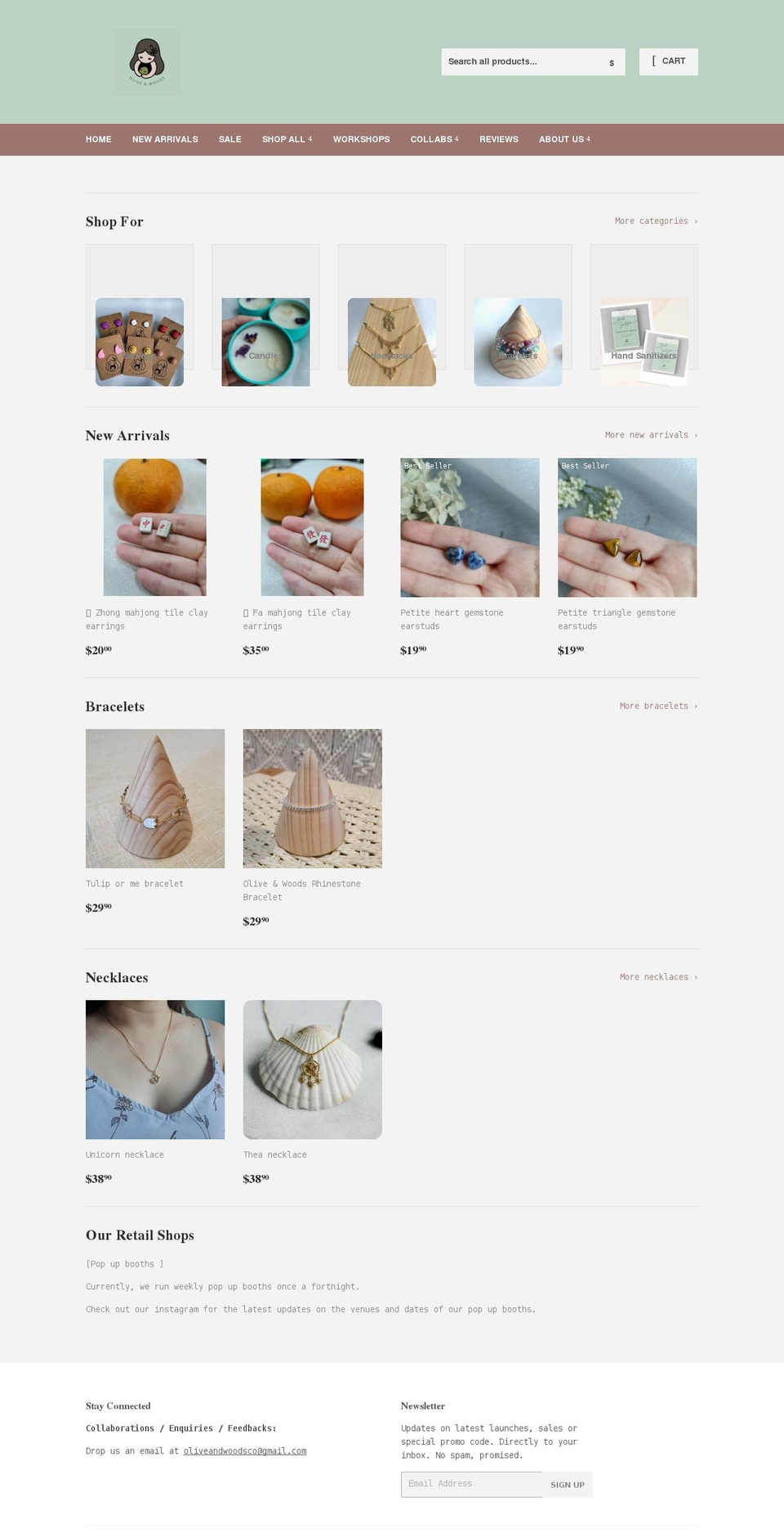 oliveandwoods.com shopify website screenshot