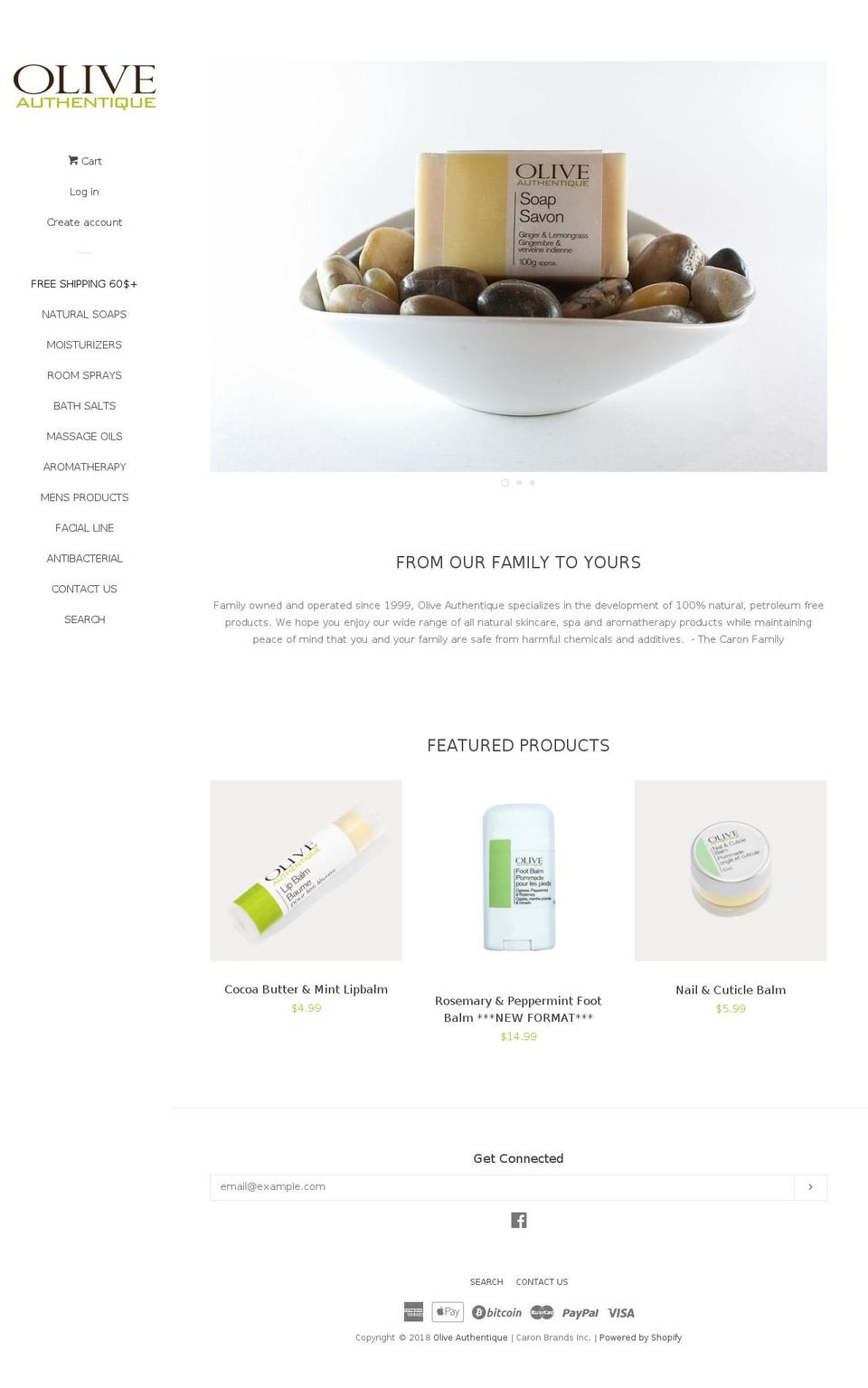oliveauthentique.com shopify website screenshot