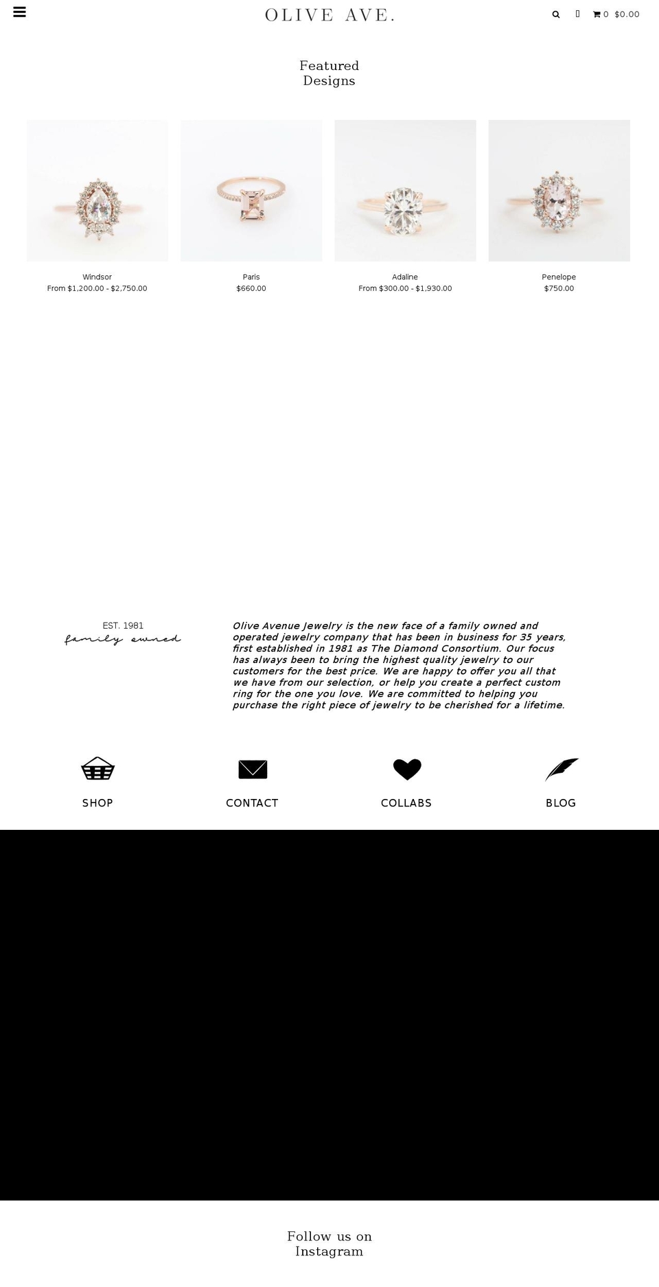oliveavejewelry.com shopify website screenshot
