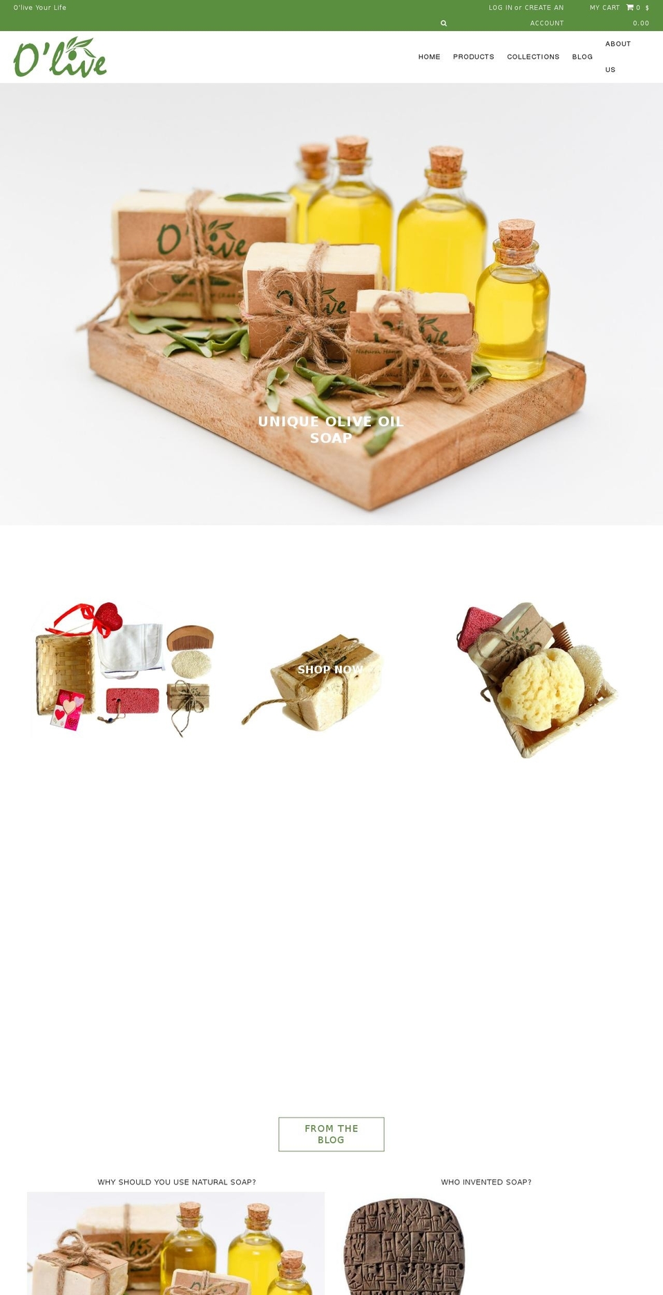 olivebarsoaps.com shopify website screenshot