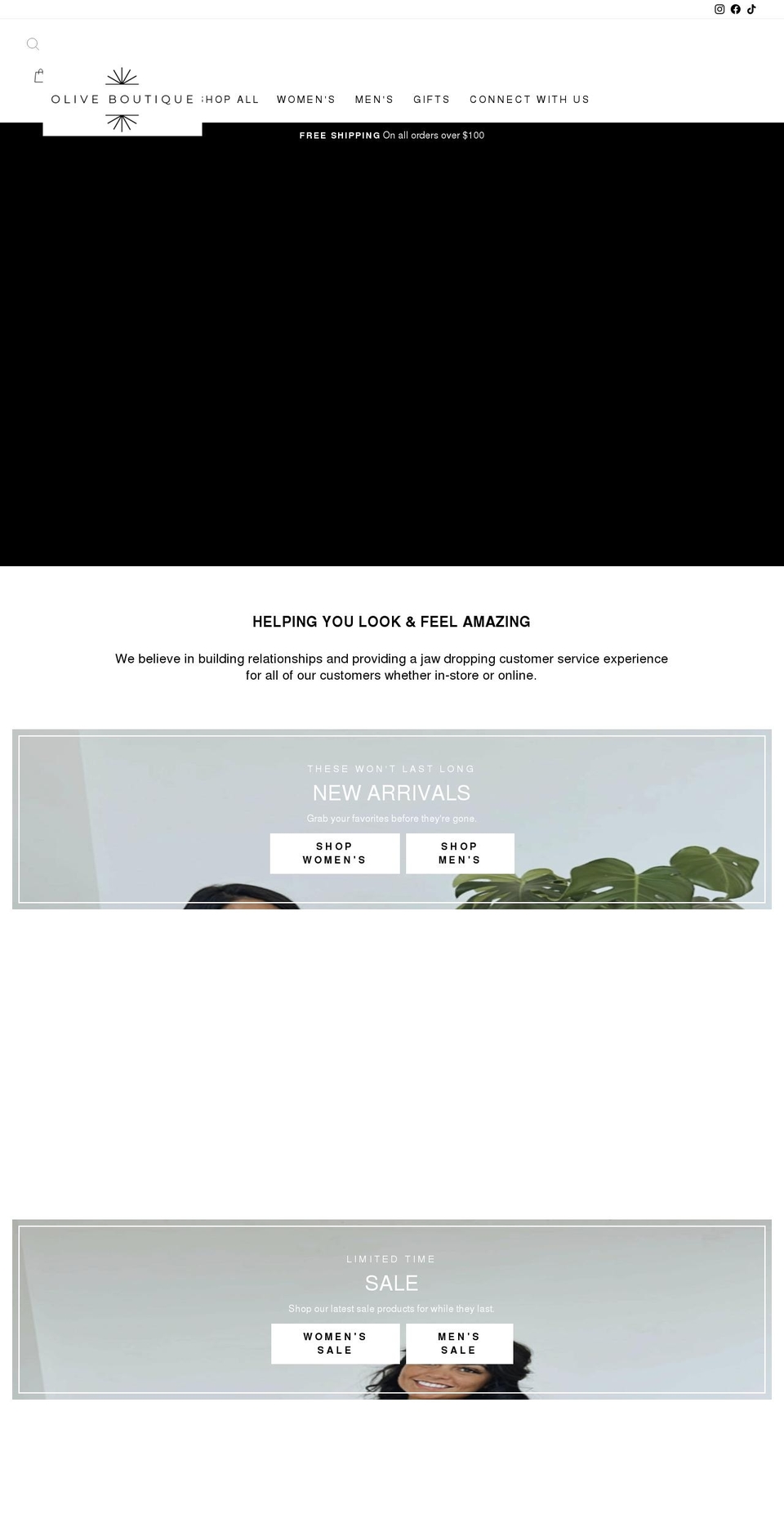 oliveboutiquefashions.com shopify website screenshot