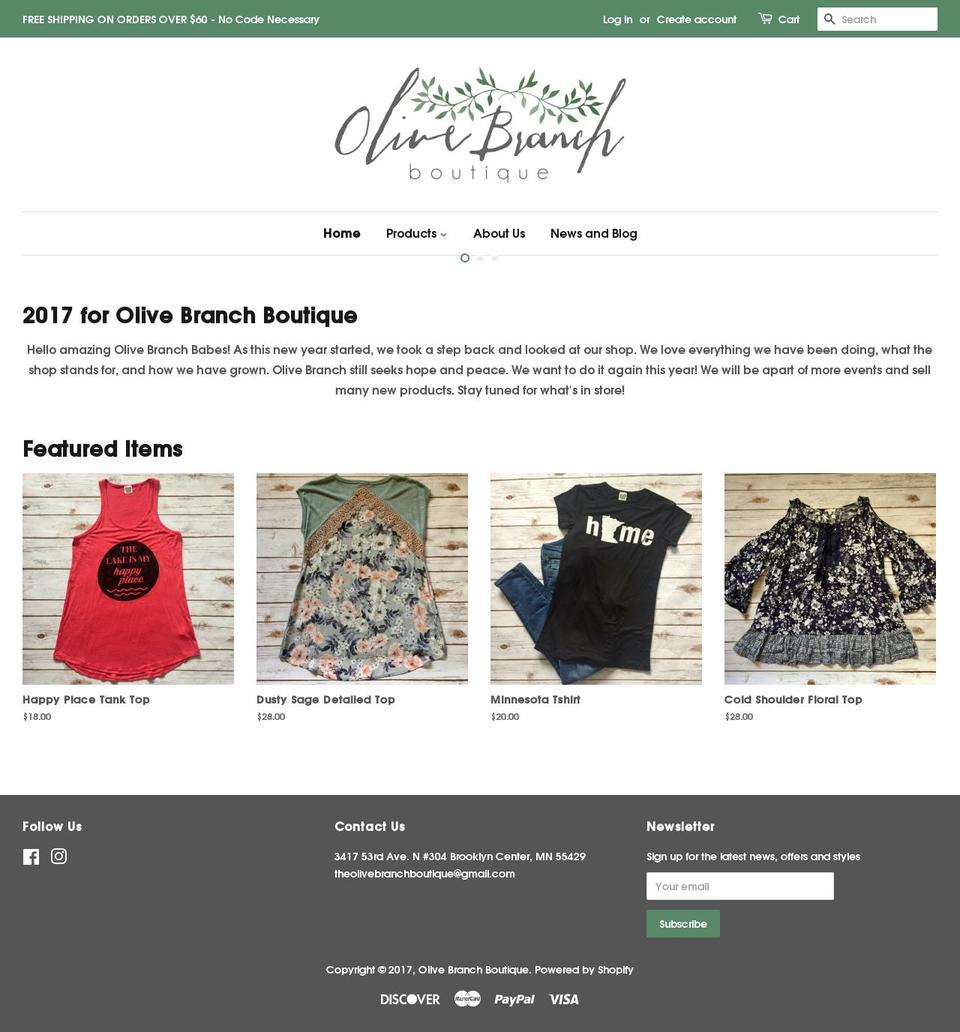 olivebranchboutique.com shopify website screenshot