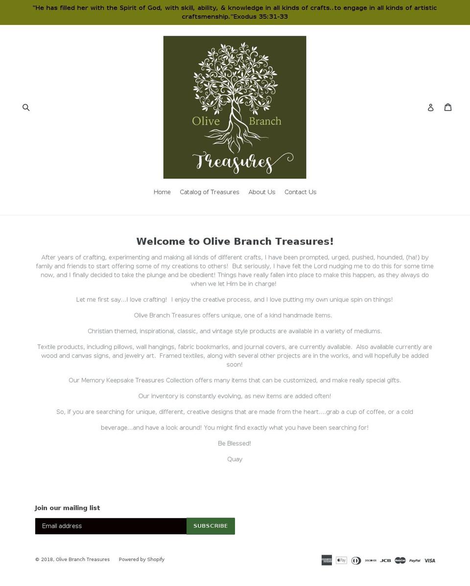 olivebranchtreasures.com shopify website screenshot