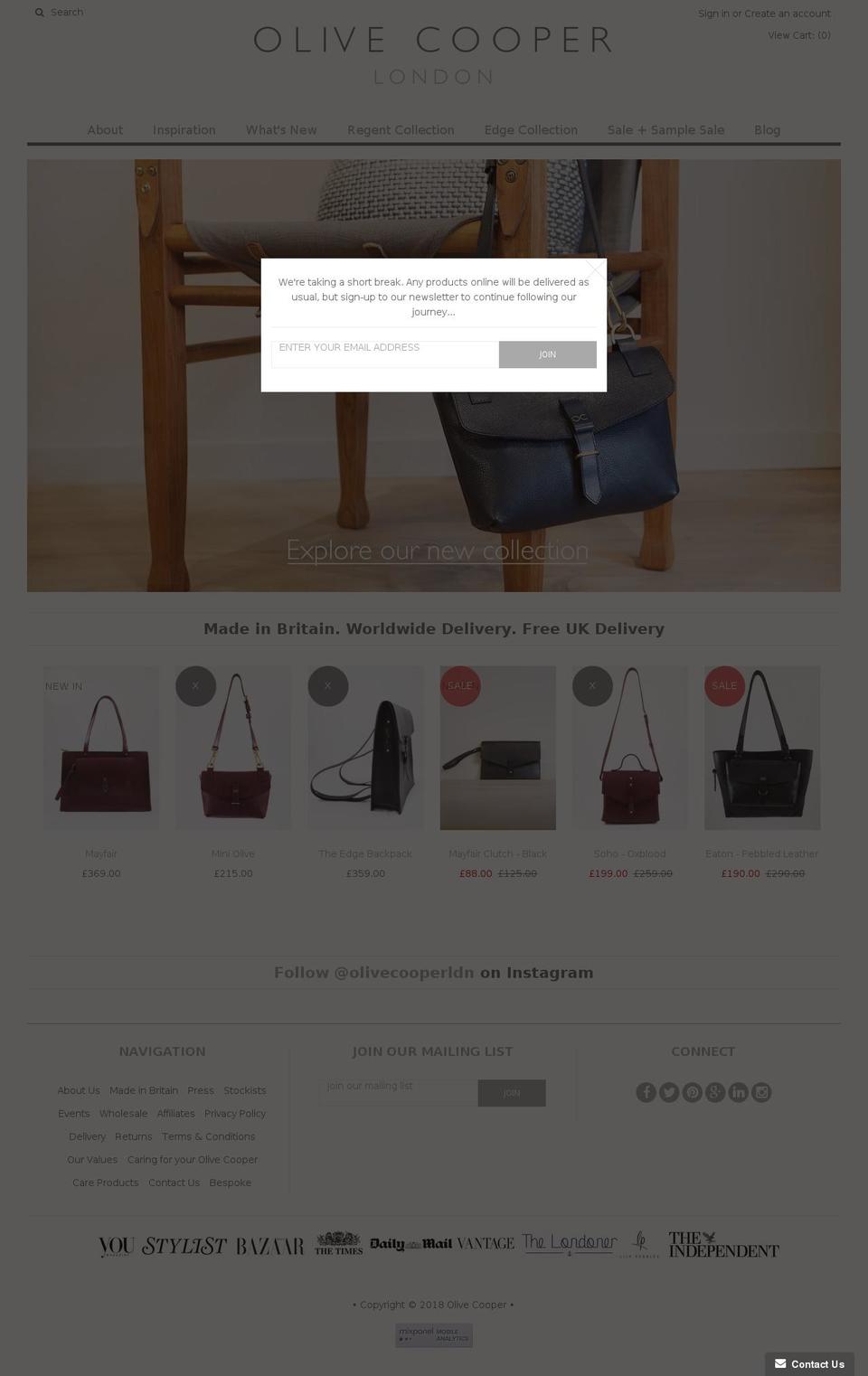 olivecooper.com — Shopify storefront screenshot