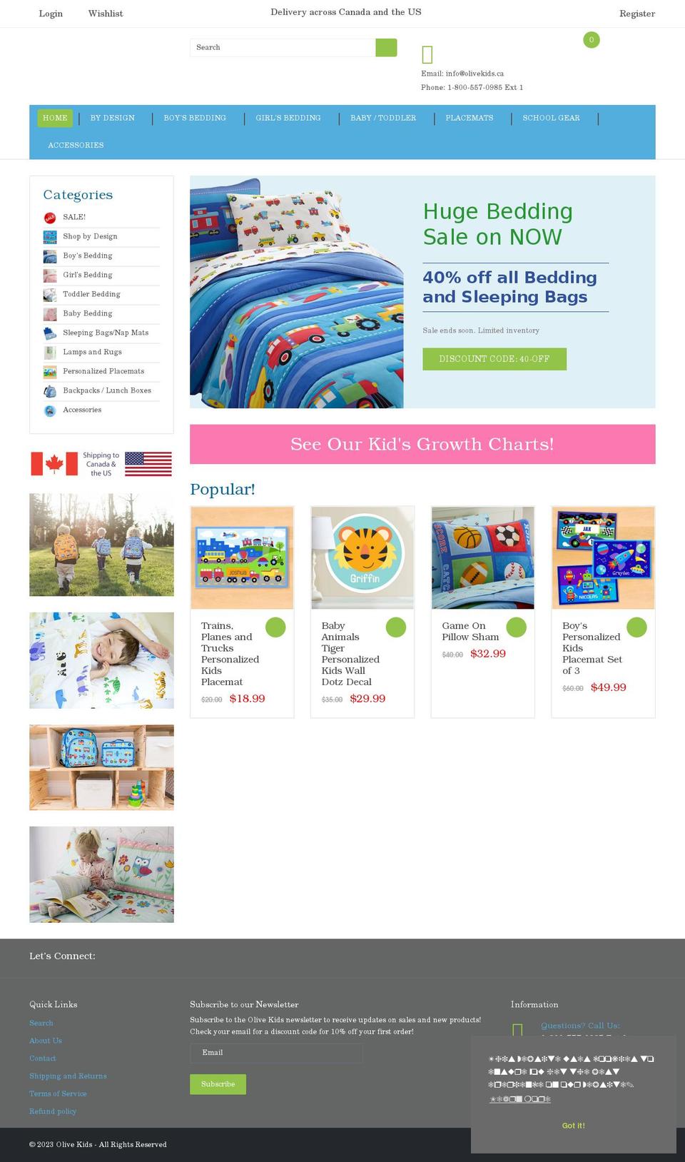 olivekids.ca shopify website screenshot