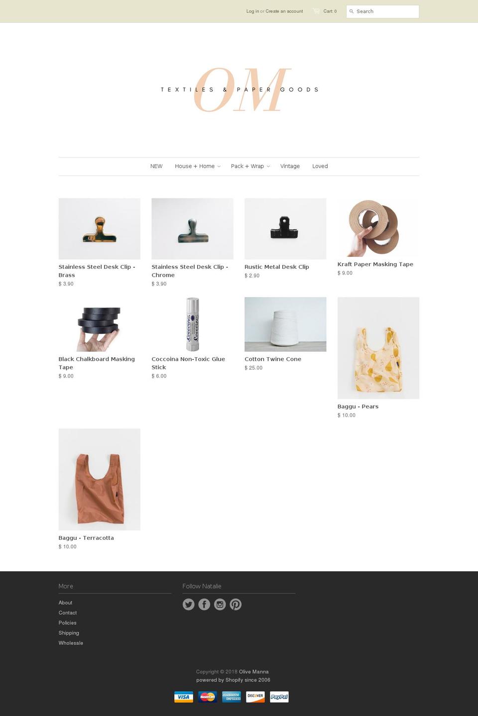 olivemannashop.com — Shopify storefront screenshot