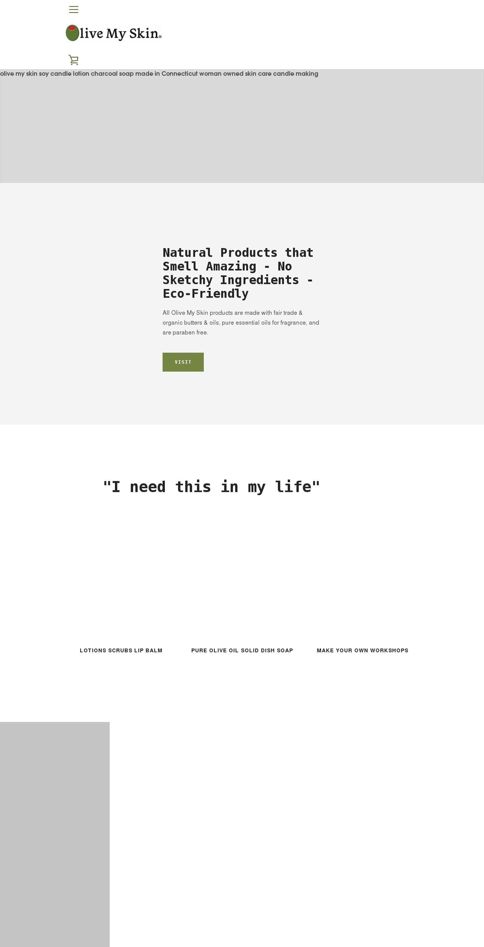 olivemyskin.com shopify website screenshot