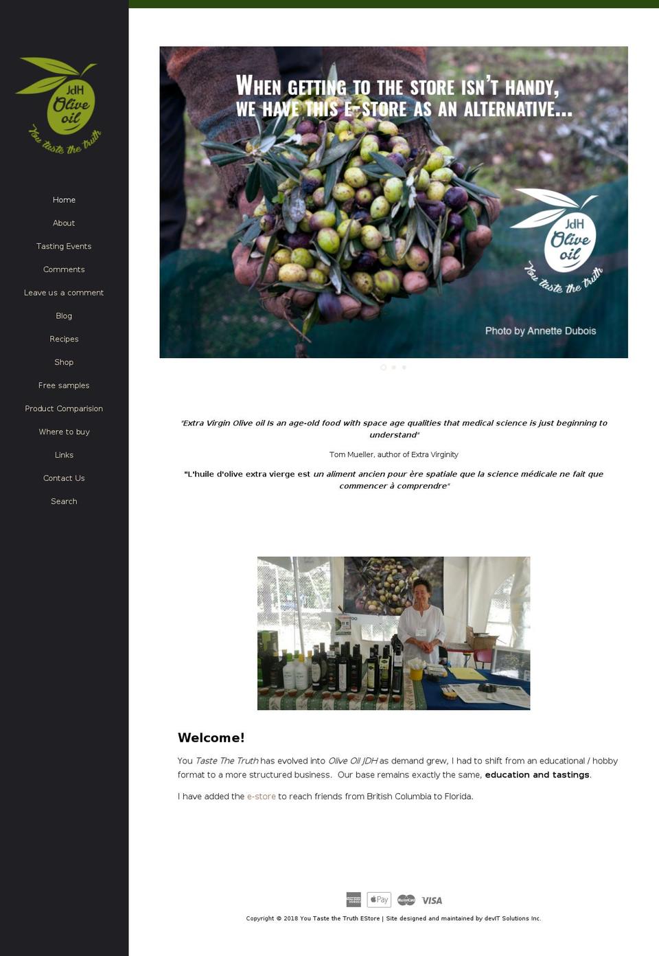 oliveoiljdh.com — Shopify storefront screenshot