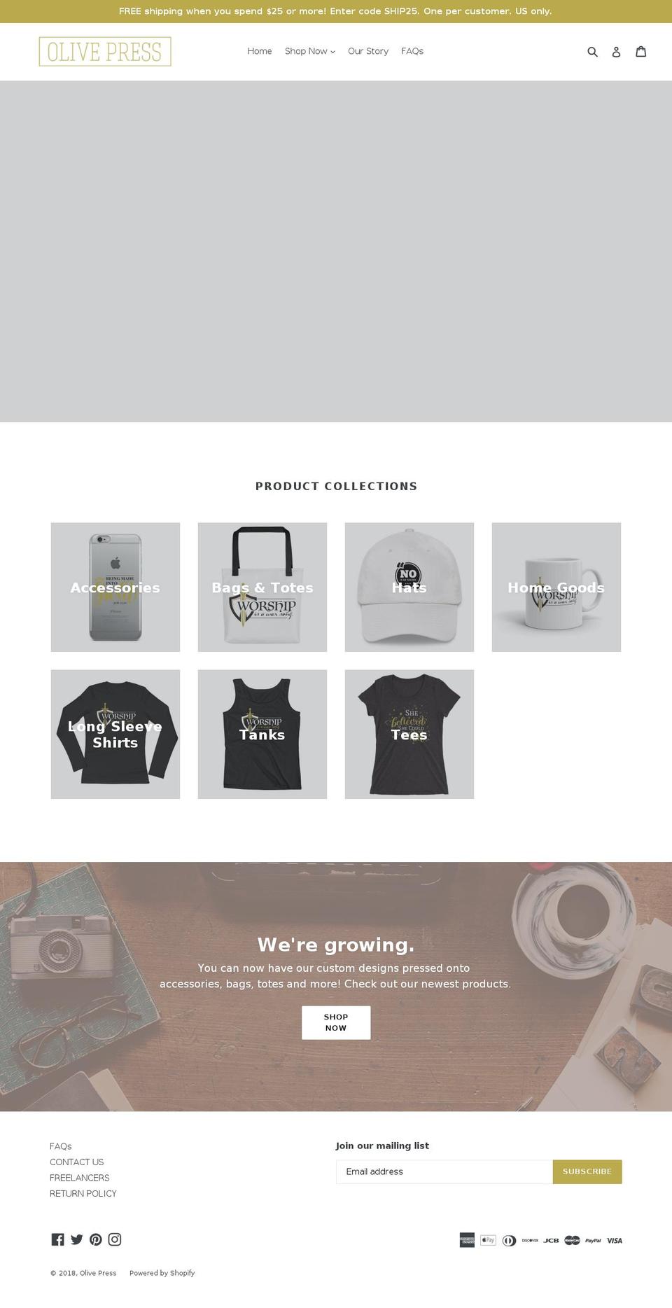 olivepresspack.com — Shopify storefront screenshot