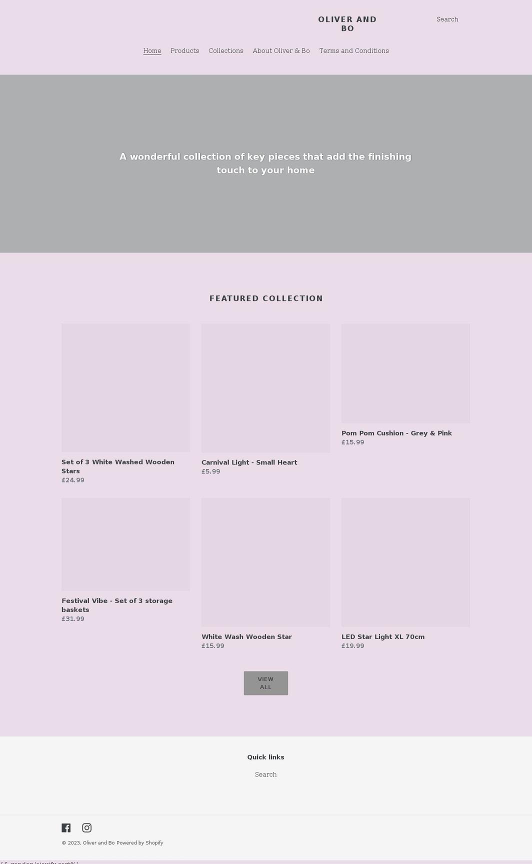 oliverandbo.com shopify website screenshot