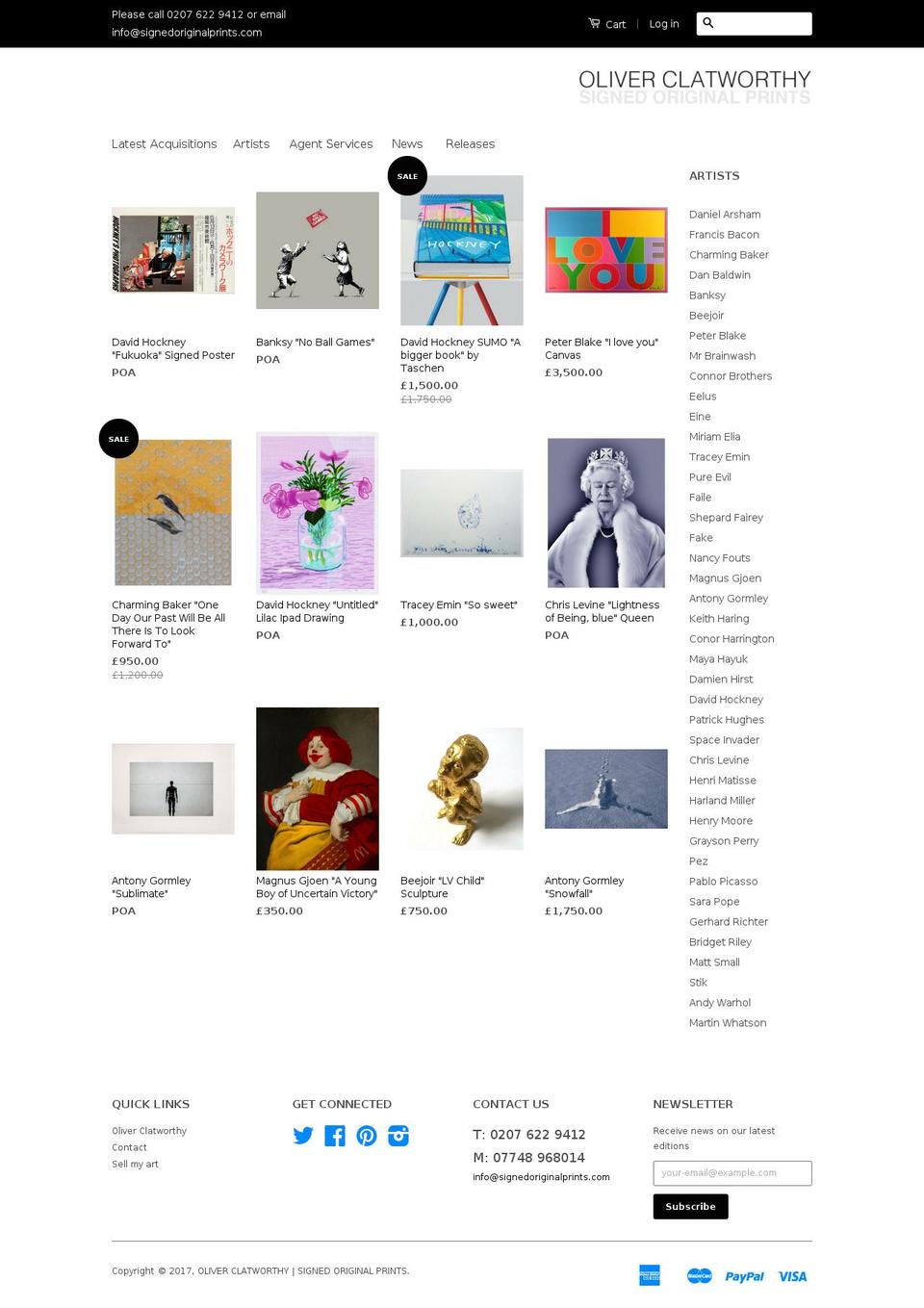 oliverclatworthy.com shopify website screenshot