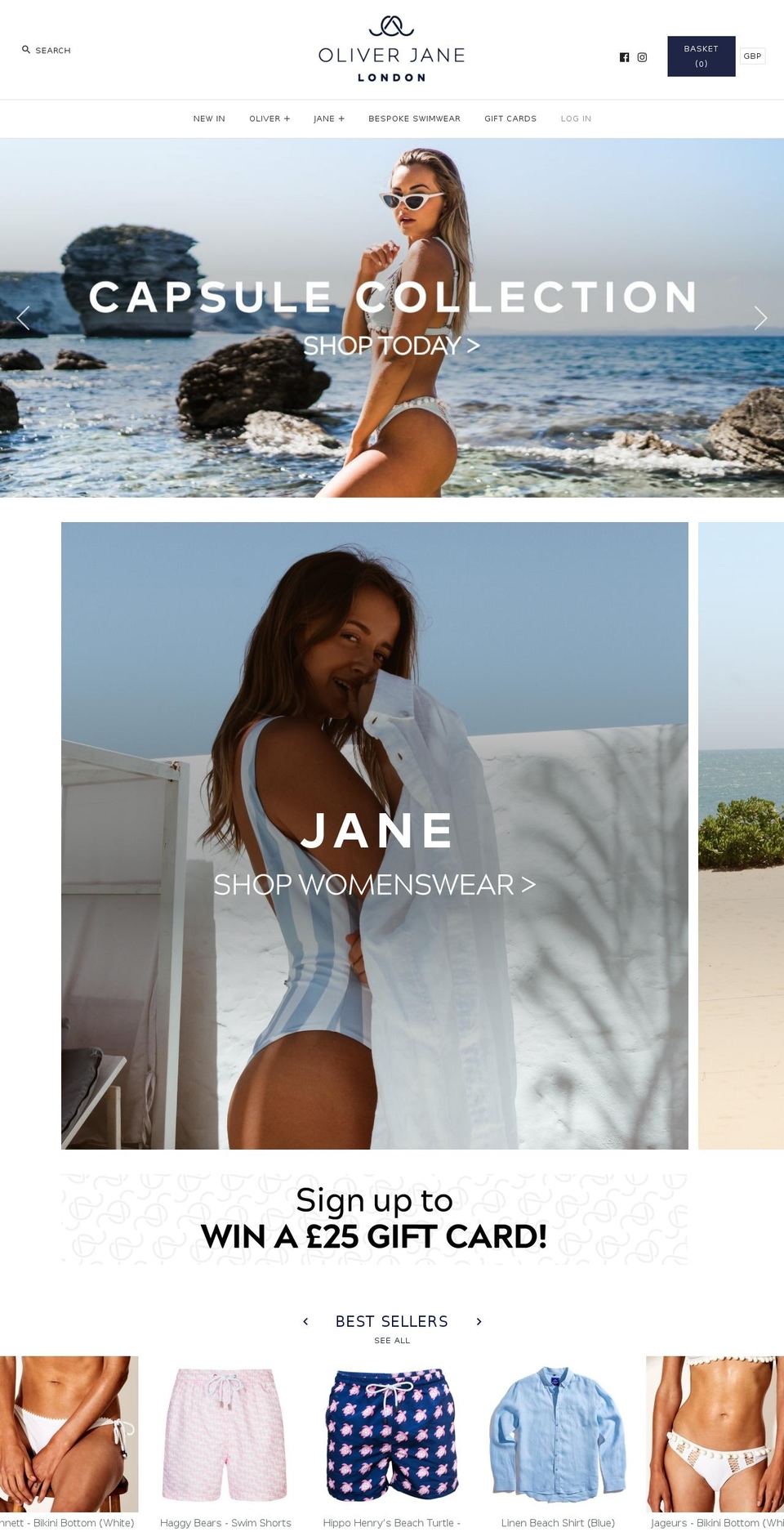 oliverjane.co.uk shopify website screenshot