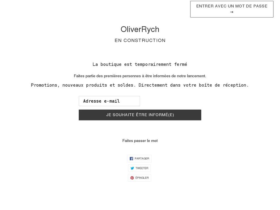 oliverrych.myshopify.com shopify website screenshot