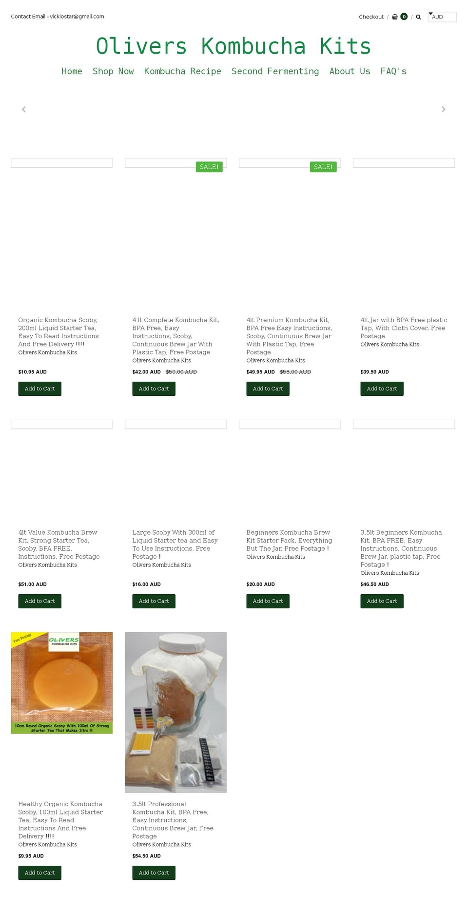 oliverskombuchakits.com.au shopify website screenshot