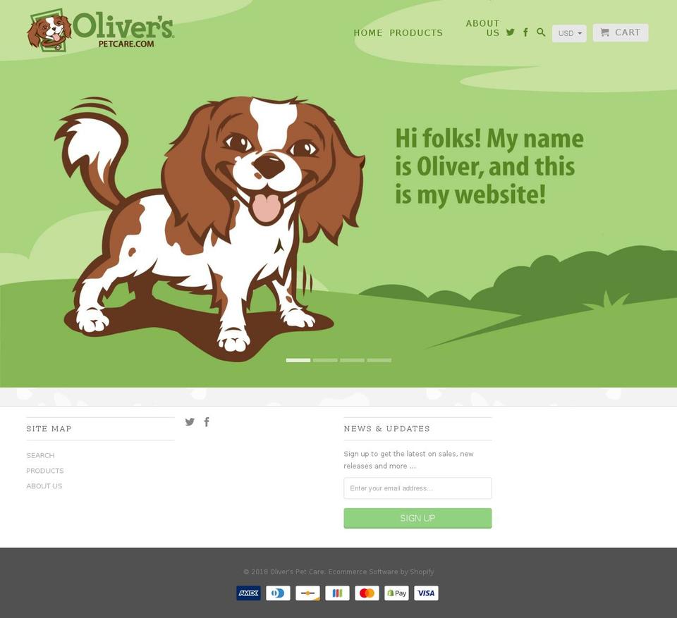 oliverspetshop.com — Shopify storefront screenshot