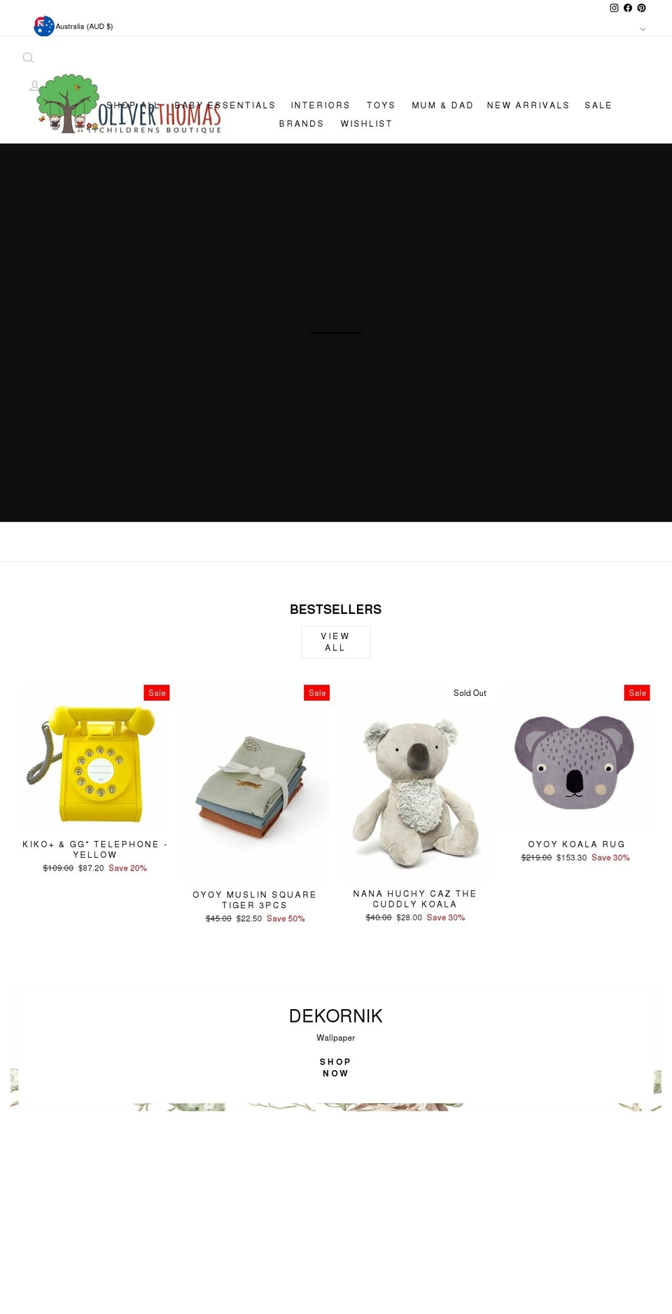 oliverthomas.com.au shopify website screenshot