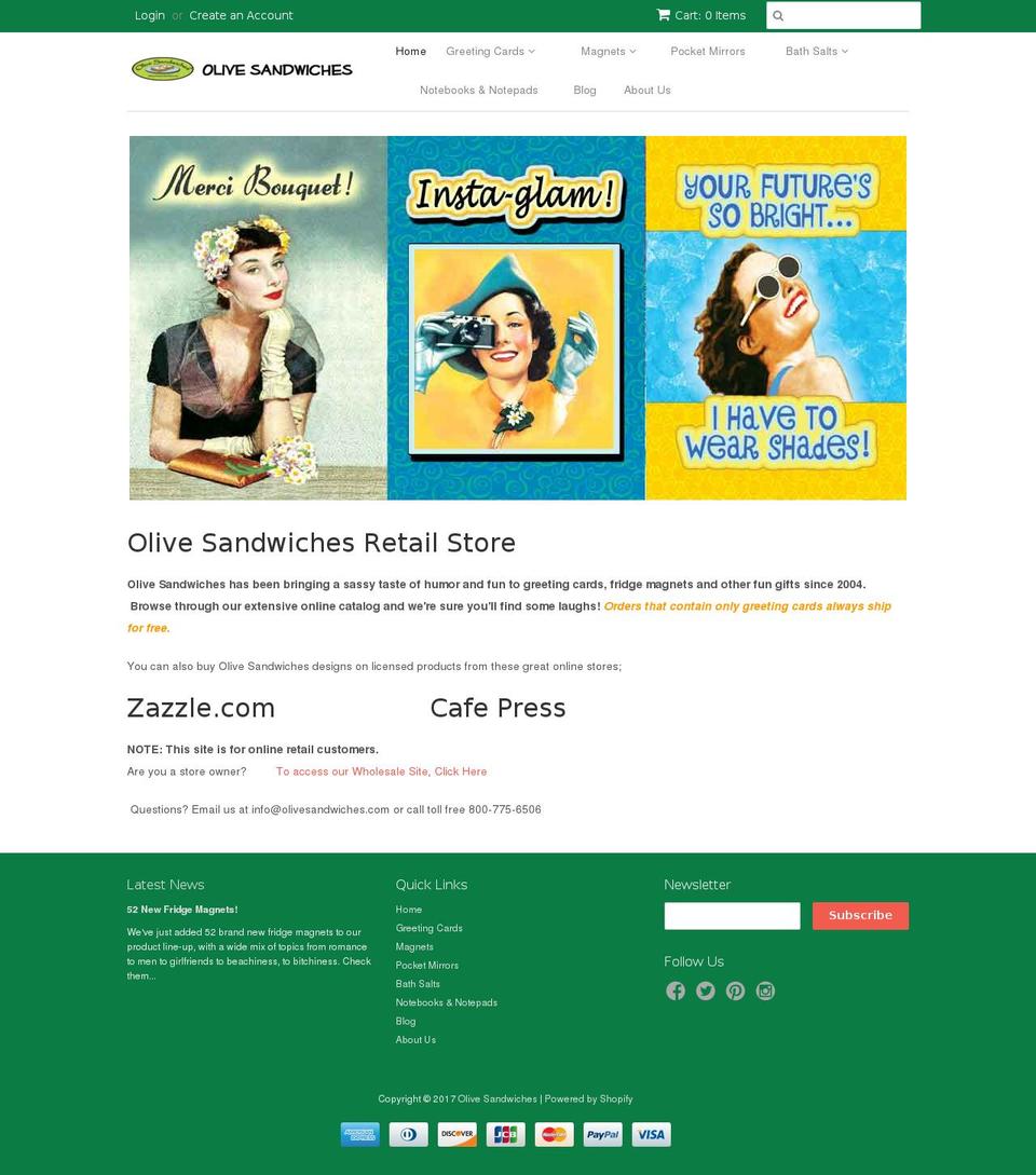 olivesandwiches.com shopify website screenshot