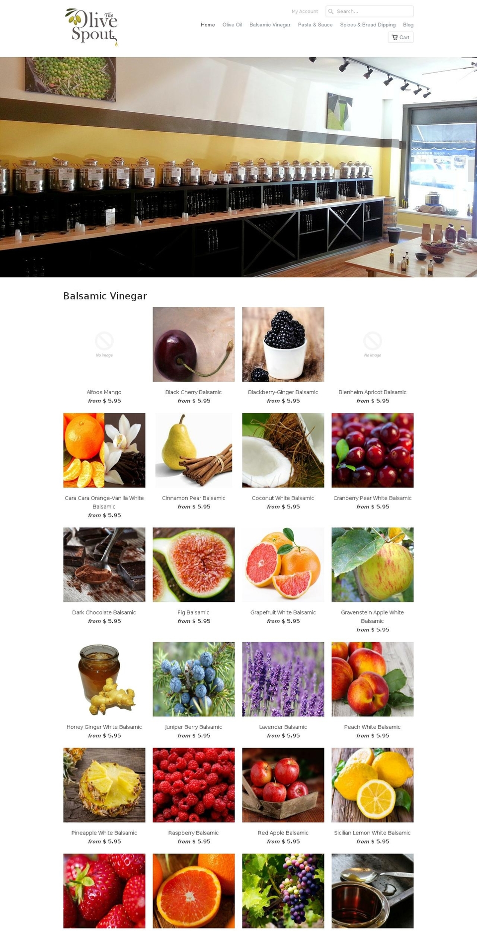 olivespout.com shopify website screenshot