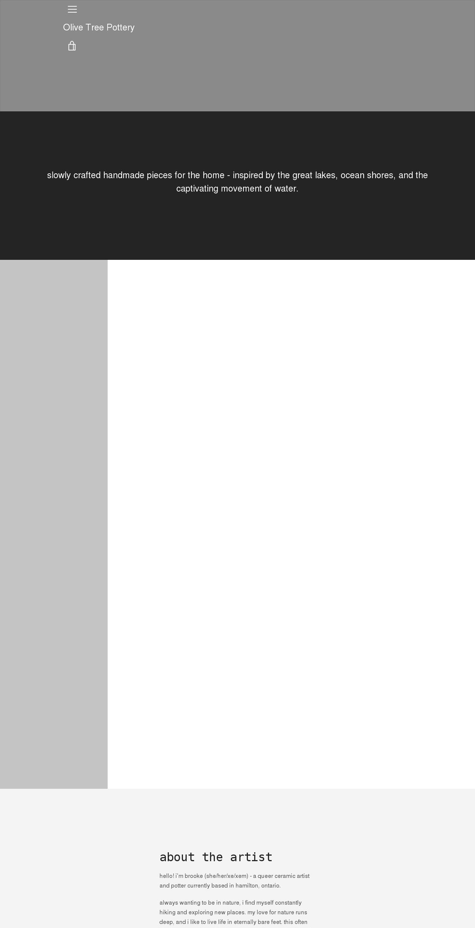 olivetreepottery.com shopify website screenshot