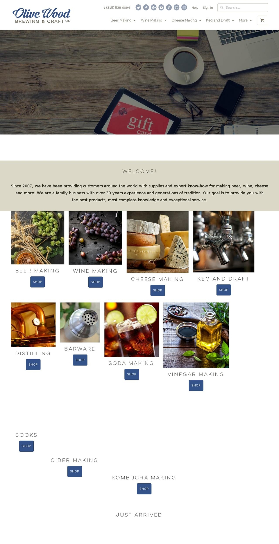 olivewoodbrewing.com shopify website screenshot