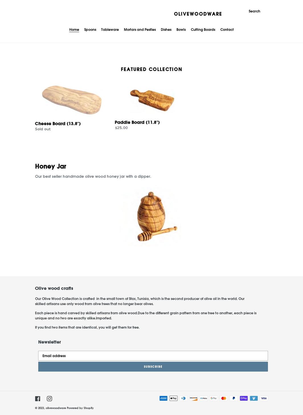 olivewoodware.com shopify website screenshot