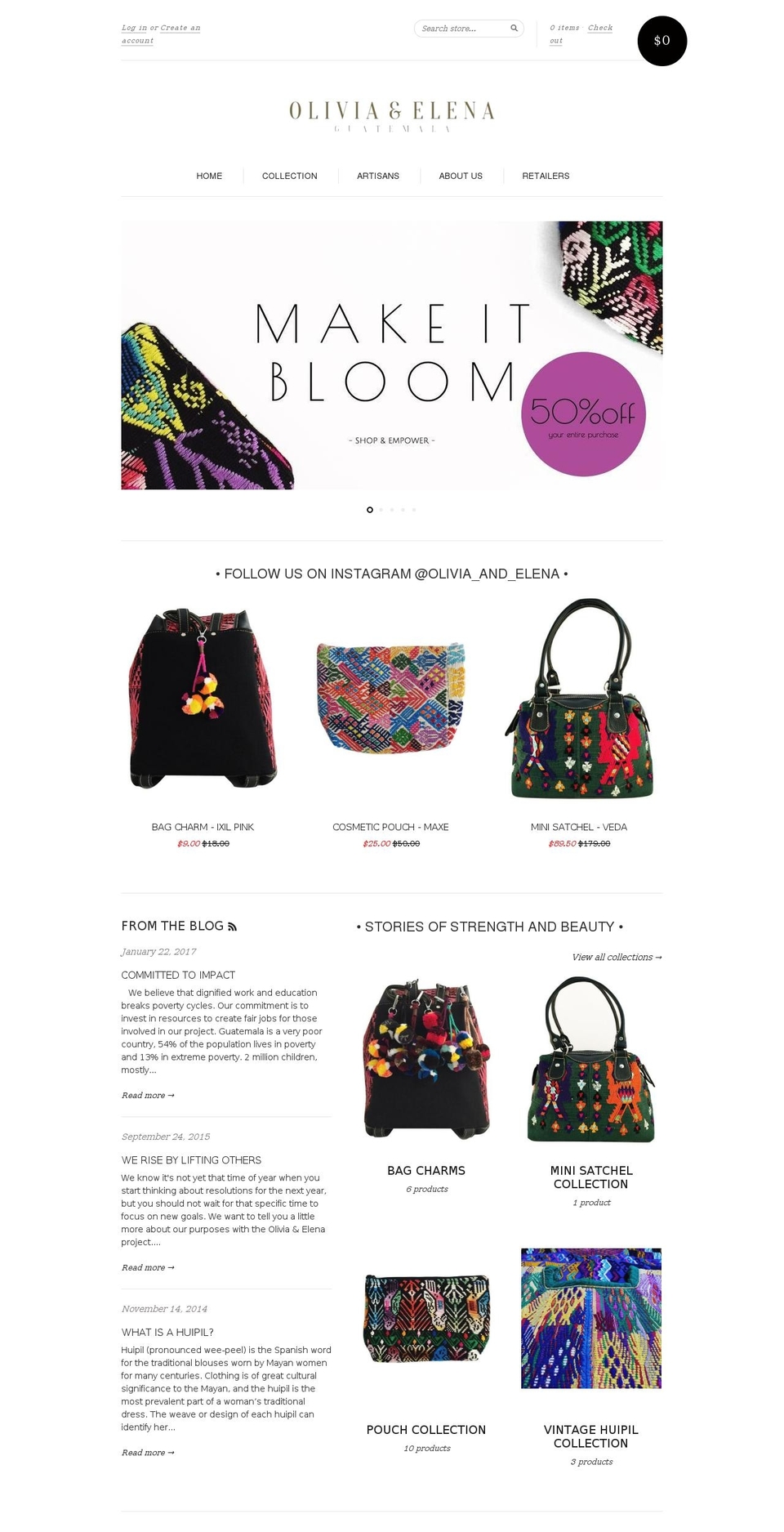 oliviaandelena.com — Shopify storefront screenshot