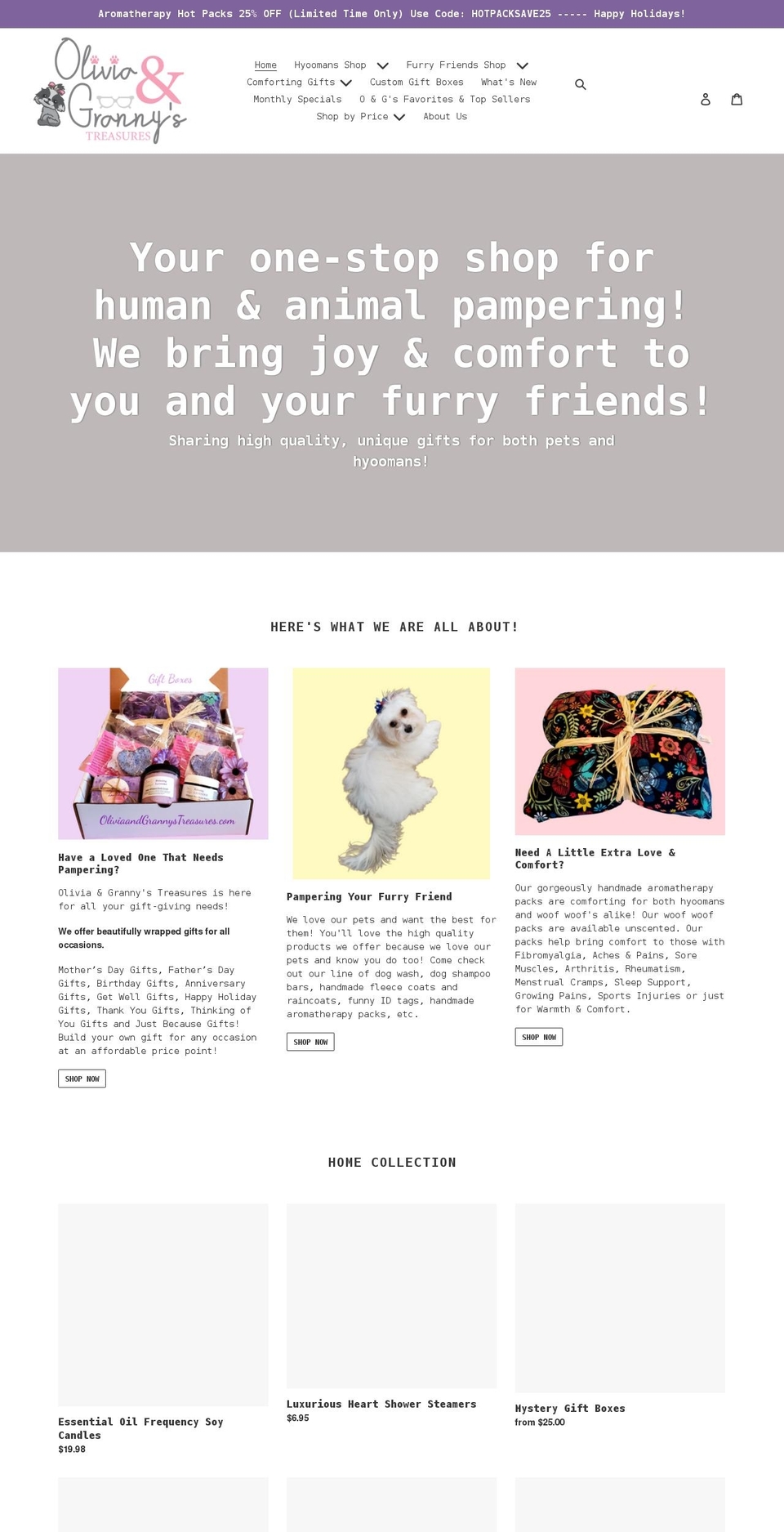 oliviaandgrannystreasures.com shopify website screenshot