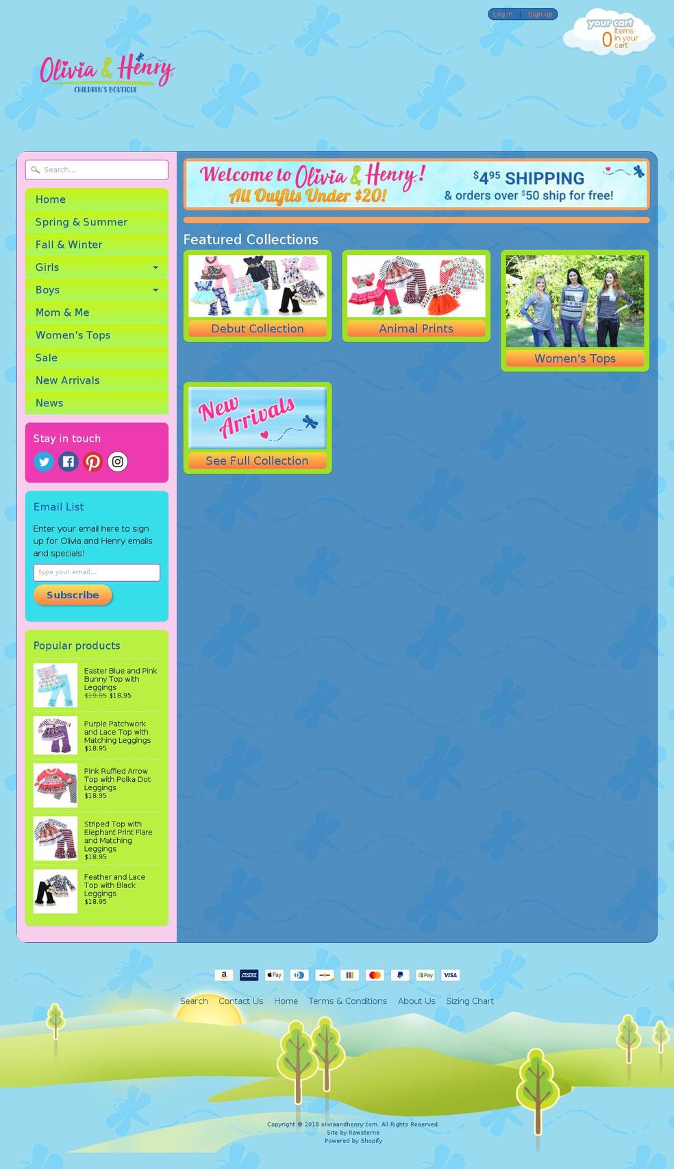 oliviaandhenry.com shopify website screenshot