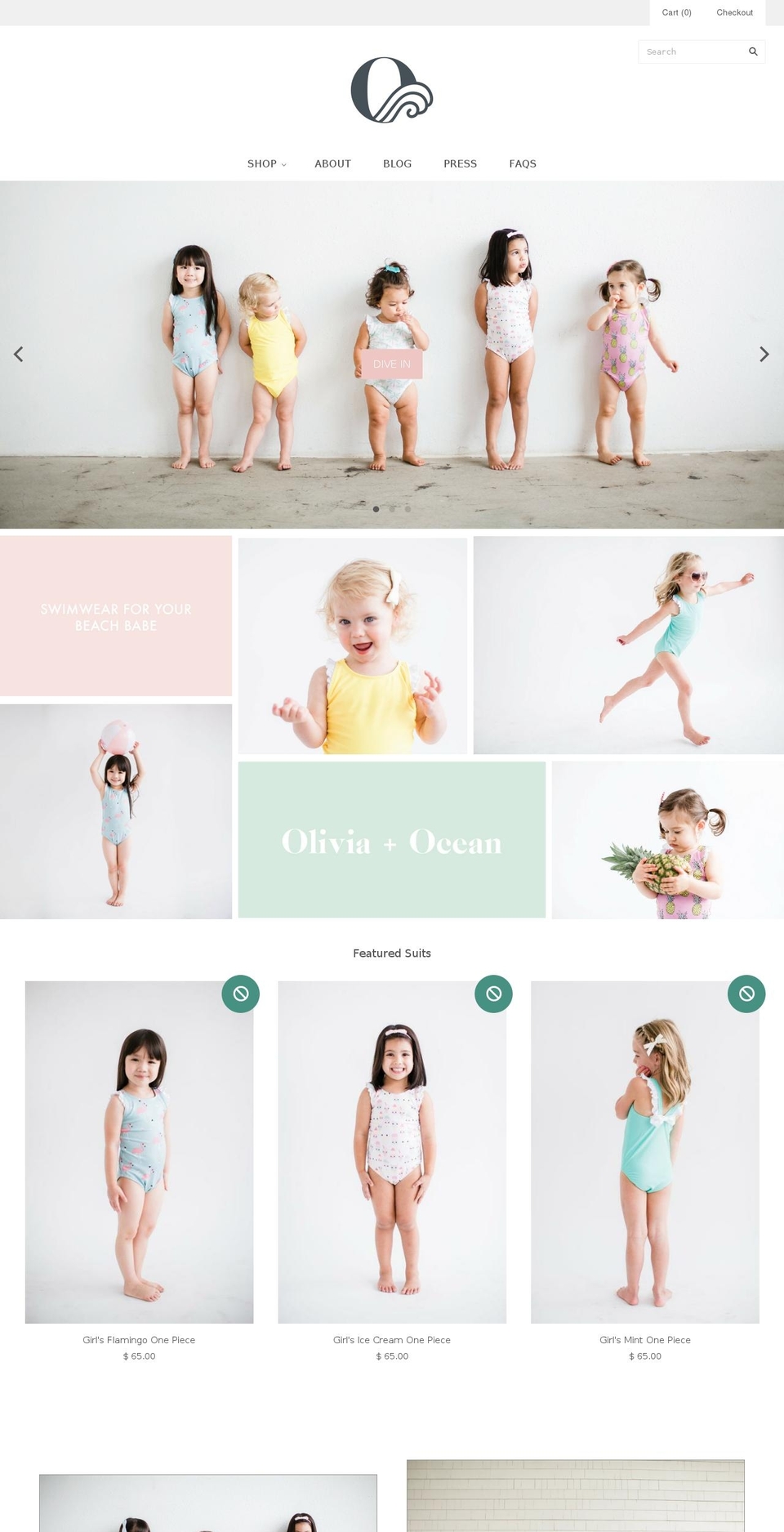 oliviaandocean.com shopify website screenshot