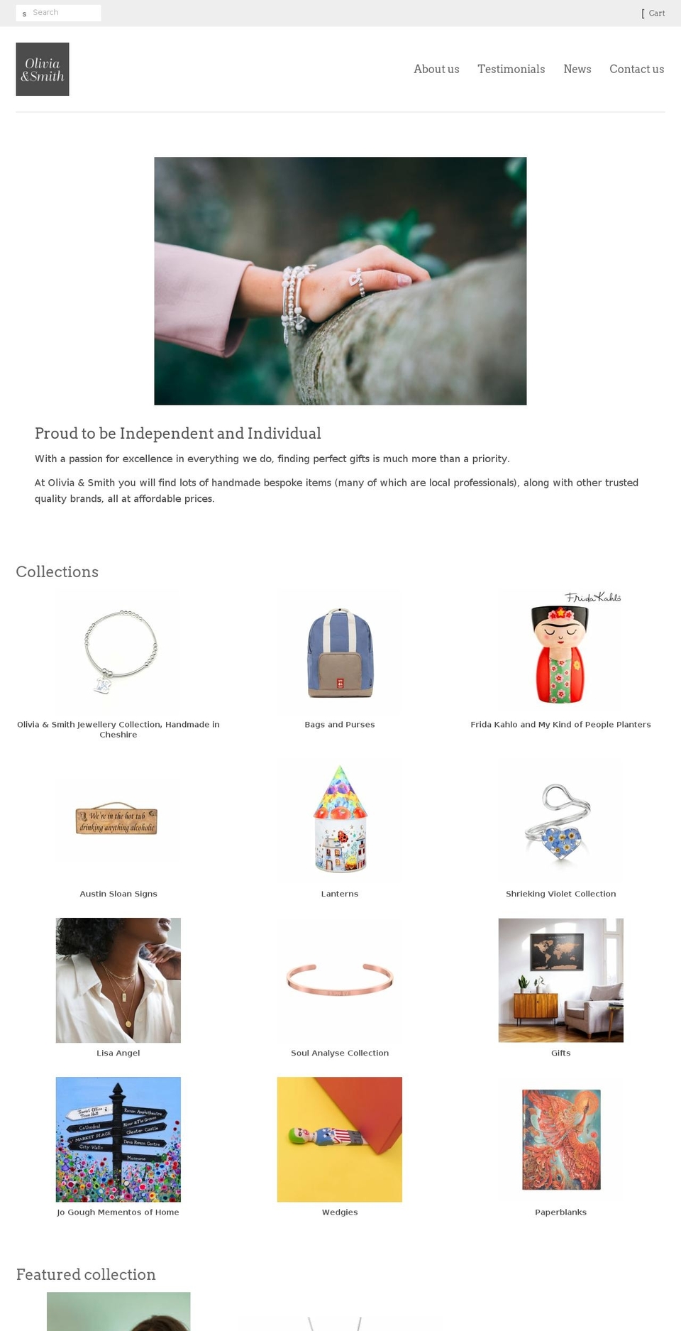 oliviaandsmith.co.uk shopify website screenshot