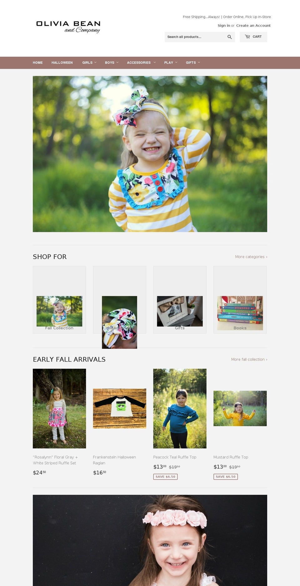 oliviabeancompany.com — Shopify storefront screenshot