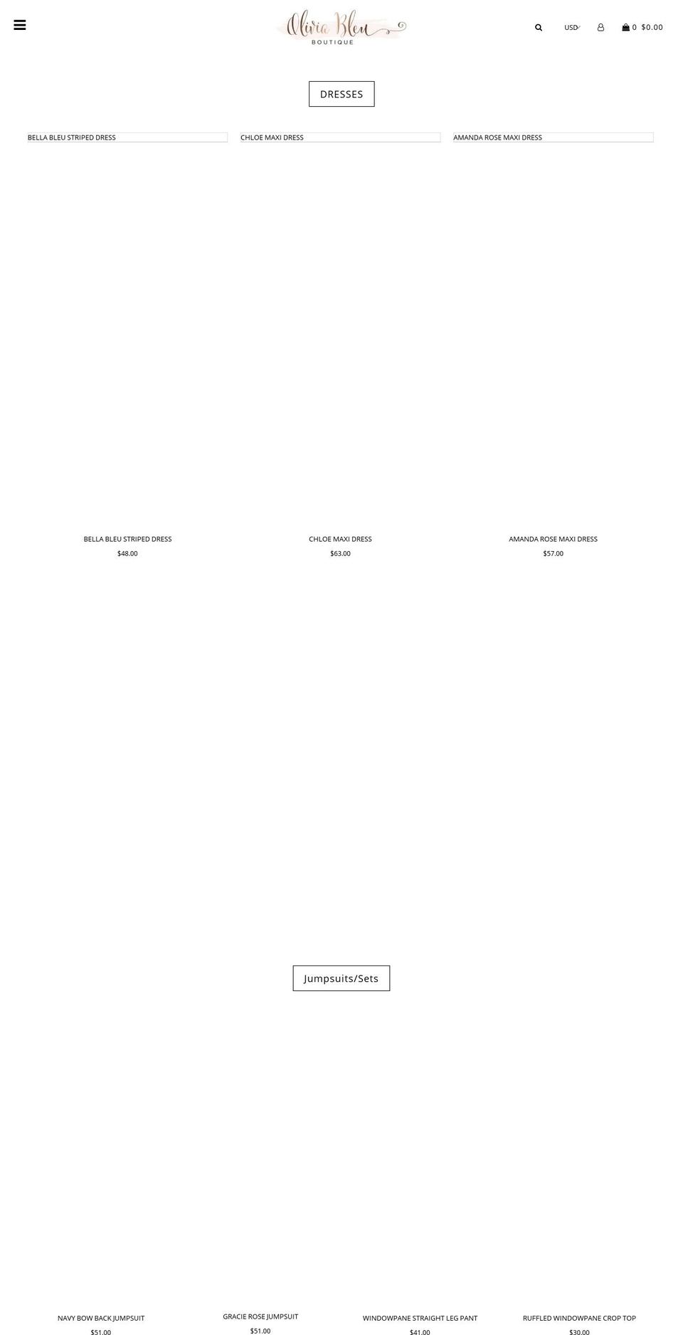 oliviableu.com — Shopify storefront screenshot