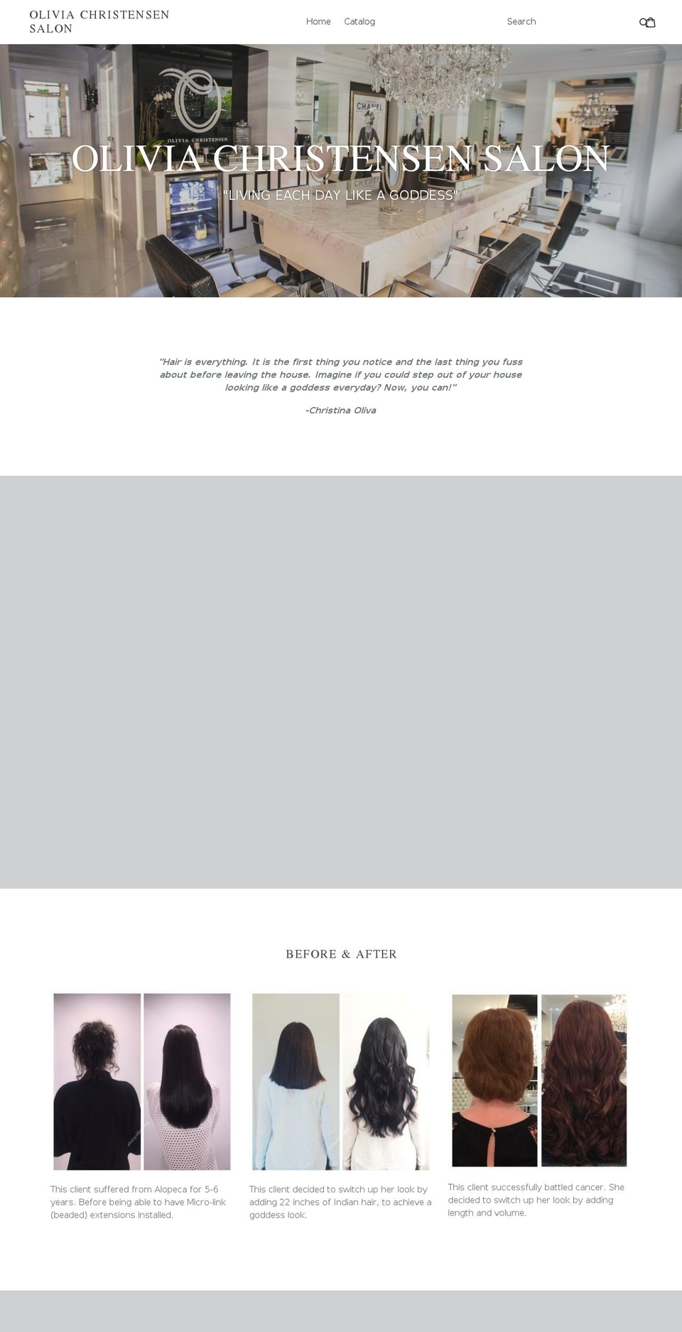 oliviachristensensalon.com — Shopify storefront screenshot