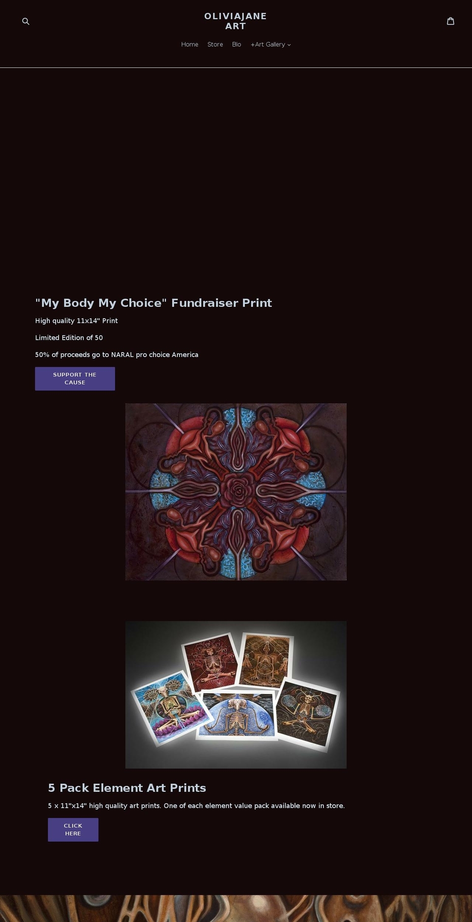 oliviajaneart.com — Shopify storefront screenshot