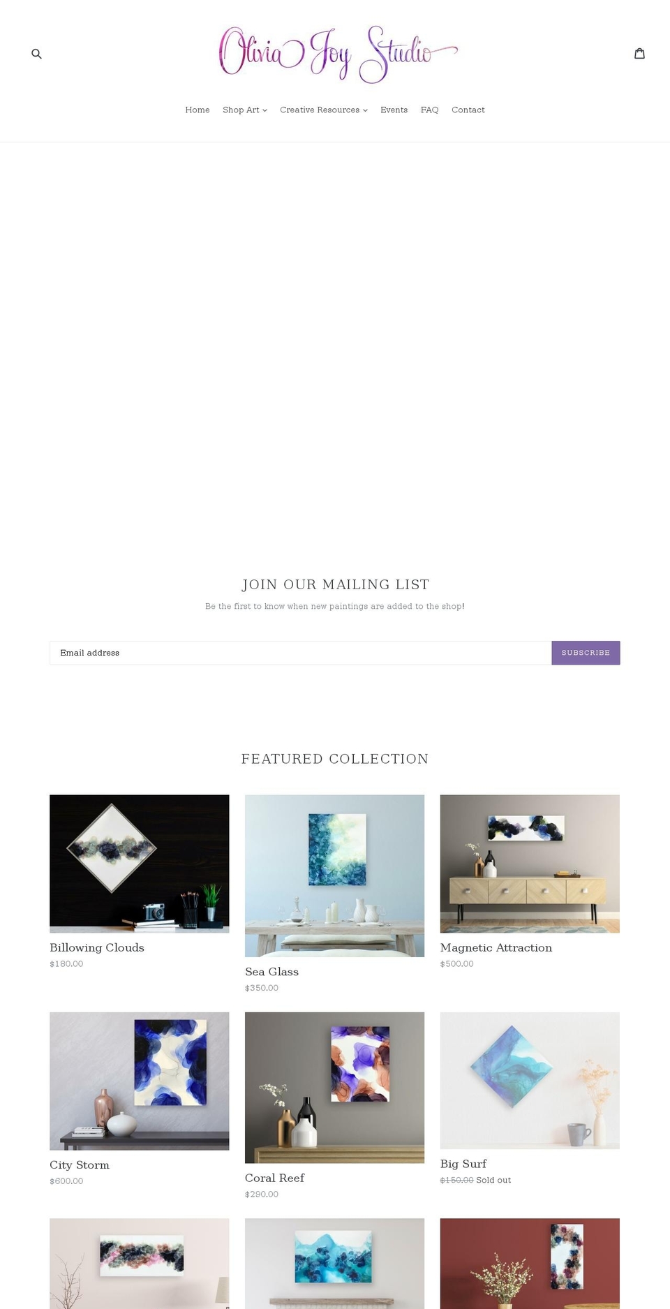 oliviajoystudio.com shopify website screenshot
