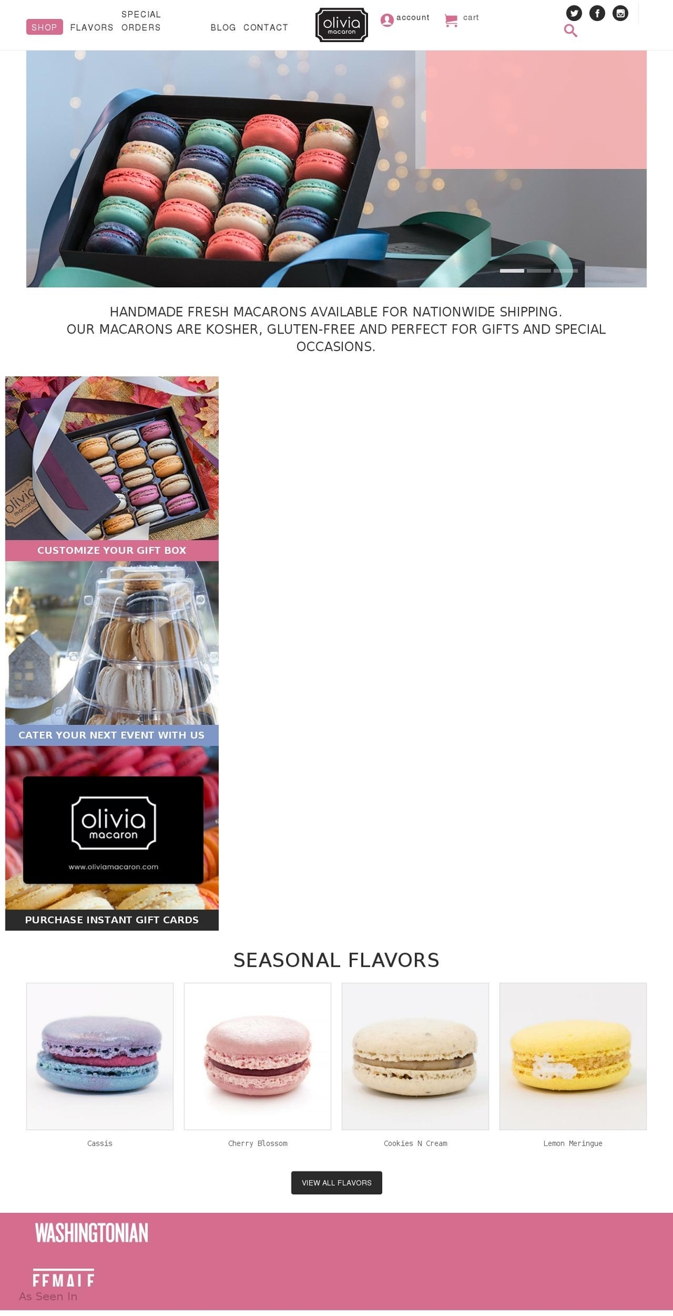 oliviamacaron.com shopify website screenshot