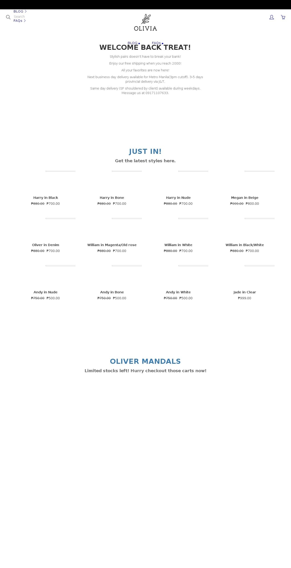 oliviamnl.com — Shopify storefront screenshot
