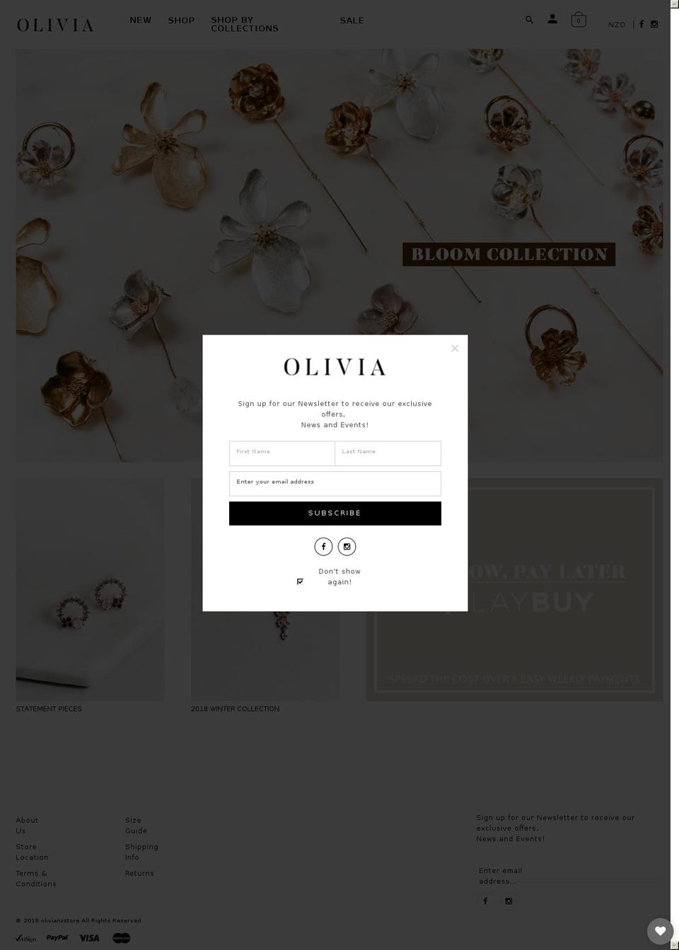 olivianz.com shopify website screenshot