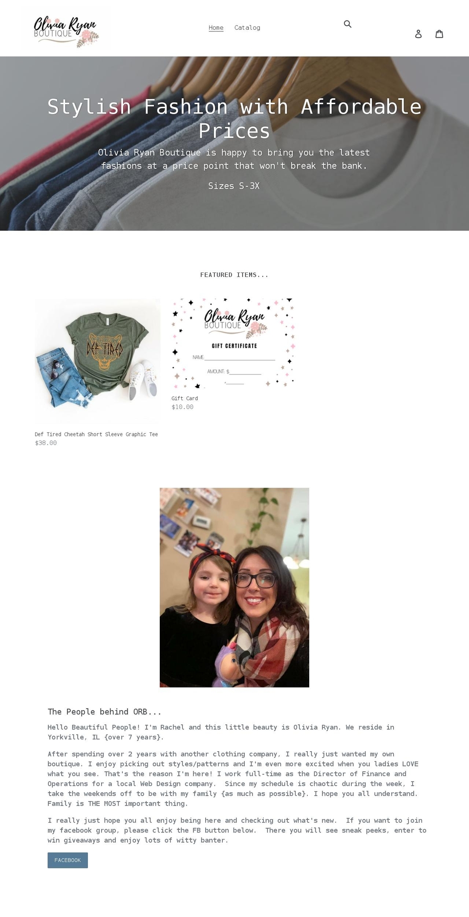 oliviaryanboutique.com shopify website screenshot
