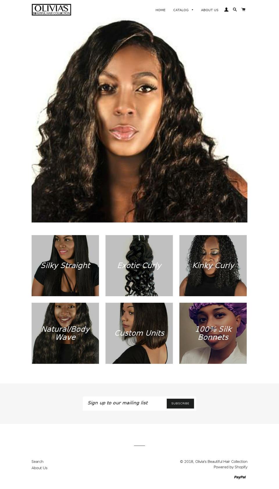 oliviashaircollection.com — Shopify storefront screenshot
