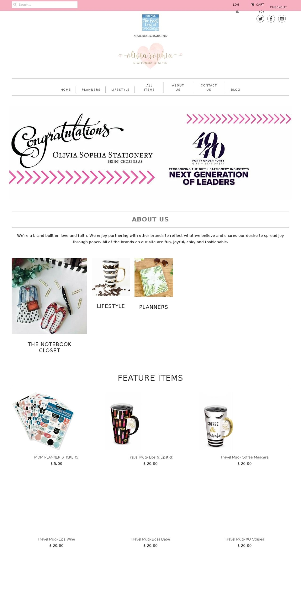 oliviasophiastationery.com — Shopify storefront screenshot