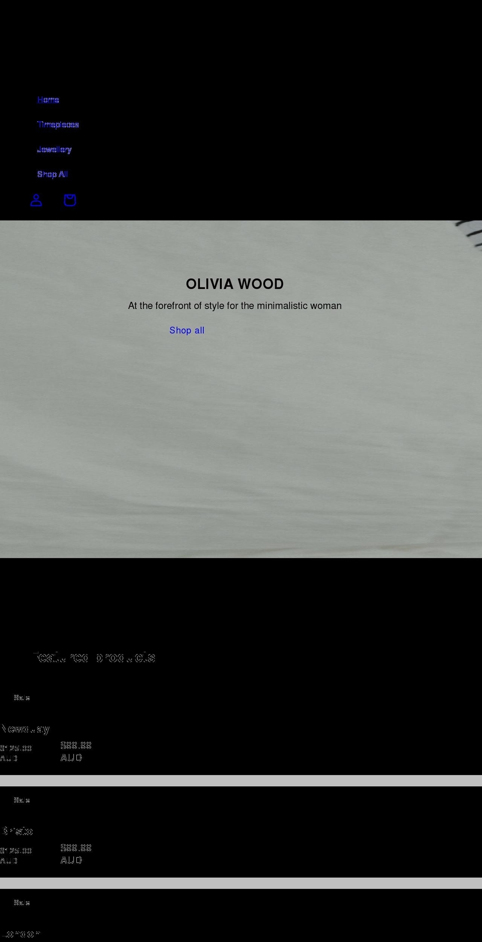 oliviawood.com.au shopify website screenshot