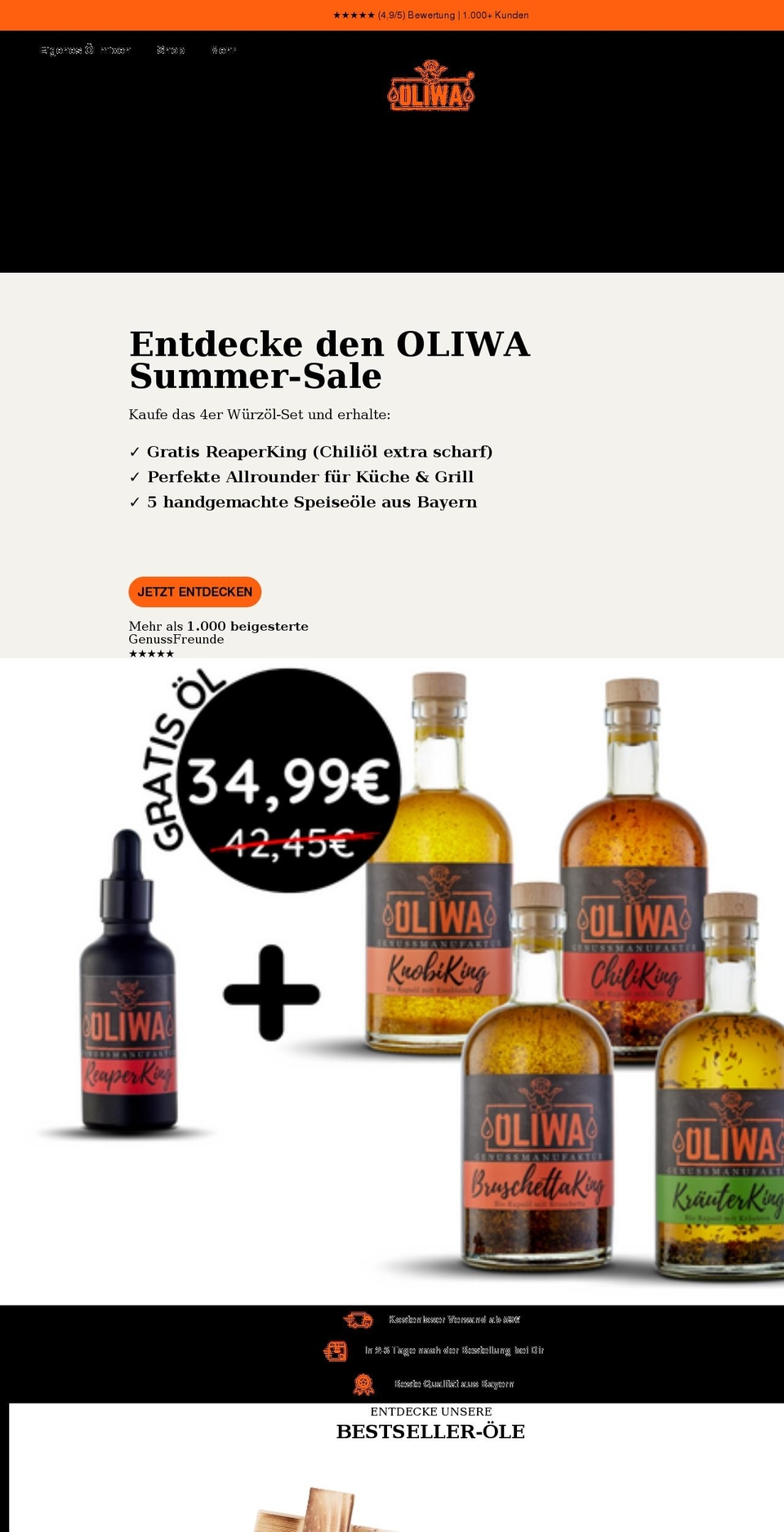 oliwa.de shopify website screenshot