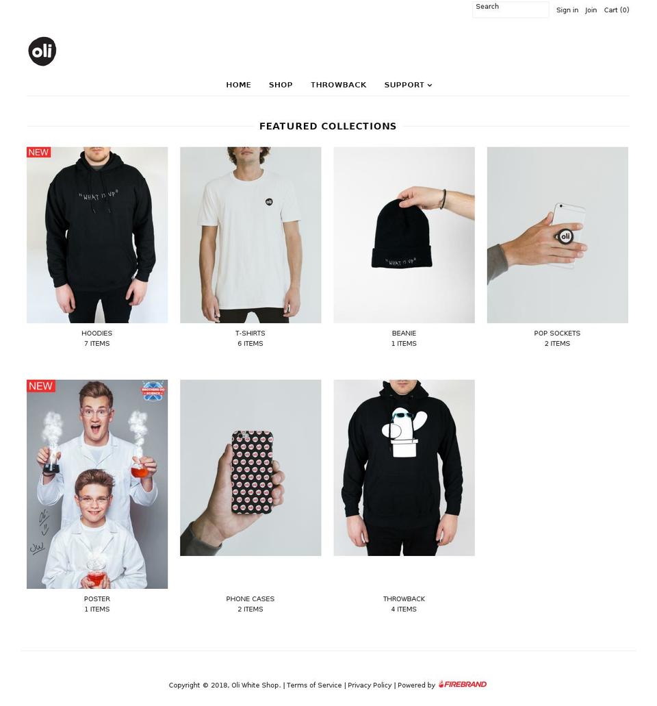 oliwhiteshop.com — Shopify storefront screenshot