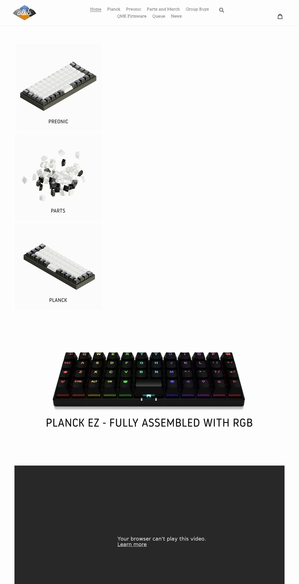 olkb.com shopify website screenshot