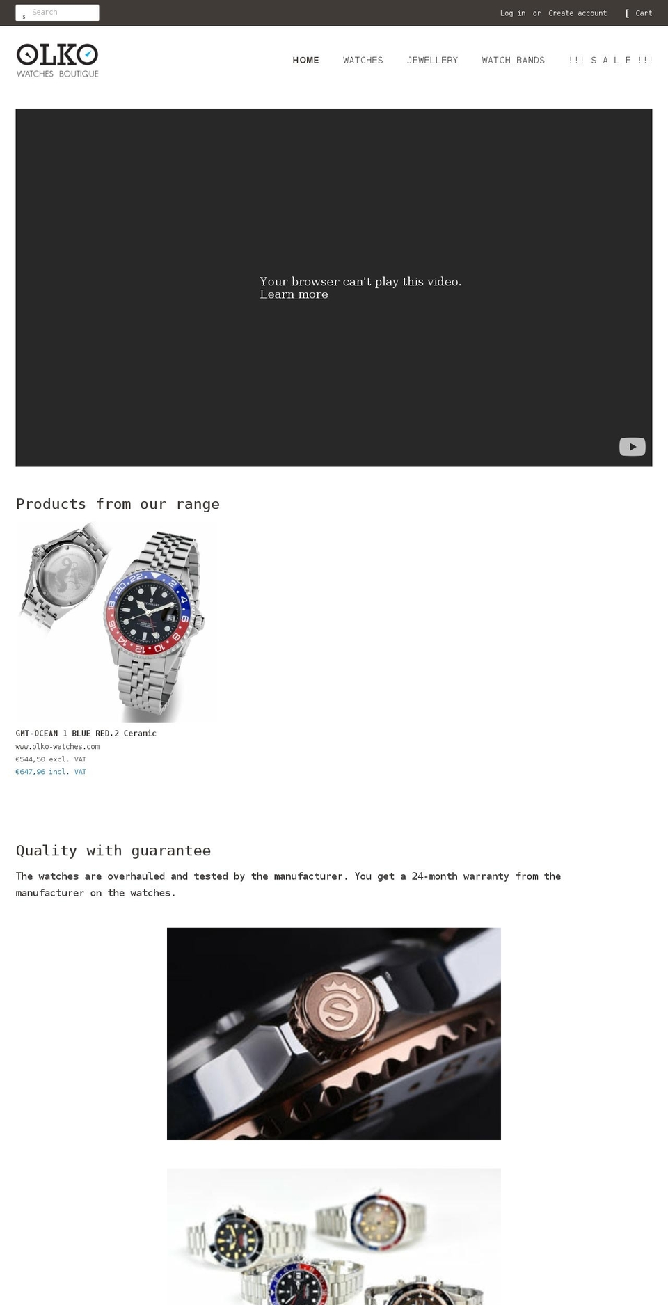 olko-watches.com shopify website screenshot