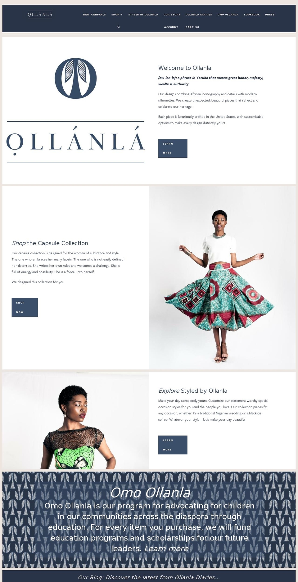 ollanla.com shopify website screenshot
