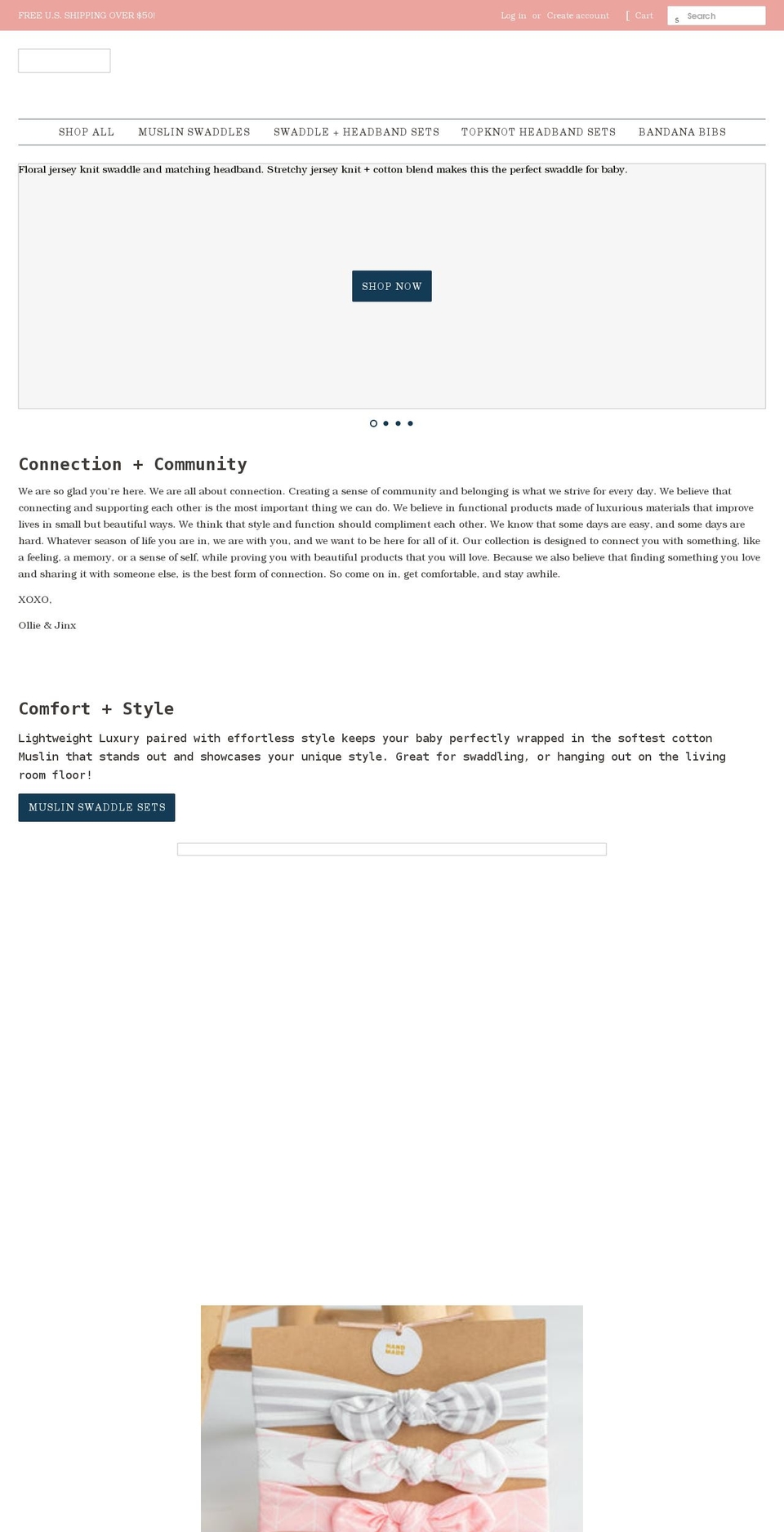 ollieandjinx.com shopify website screenshot