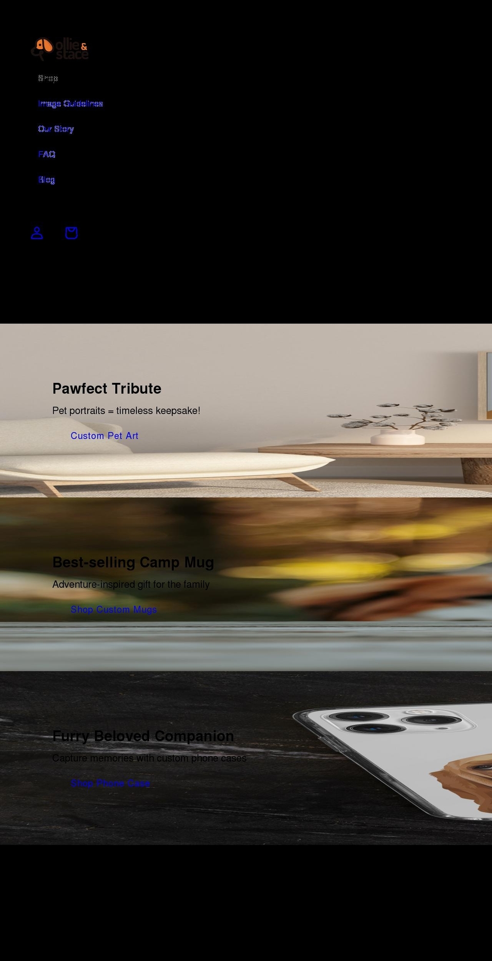 ollieandstace.com shopify website screenshot